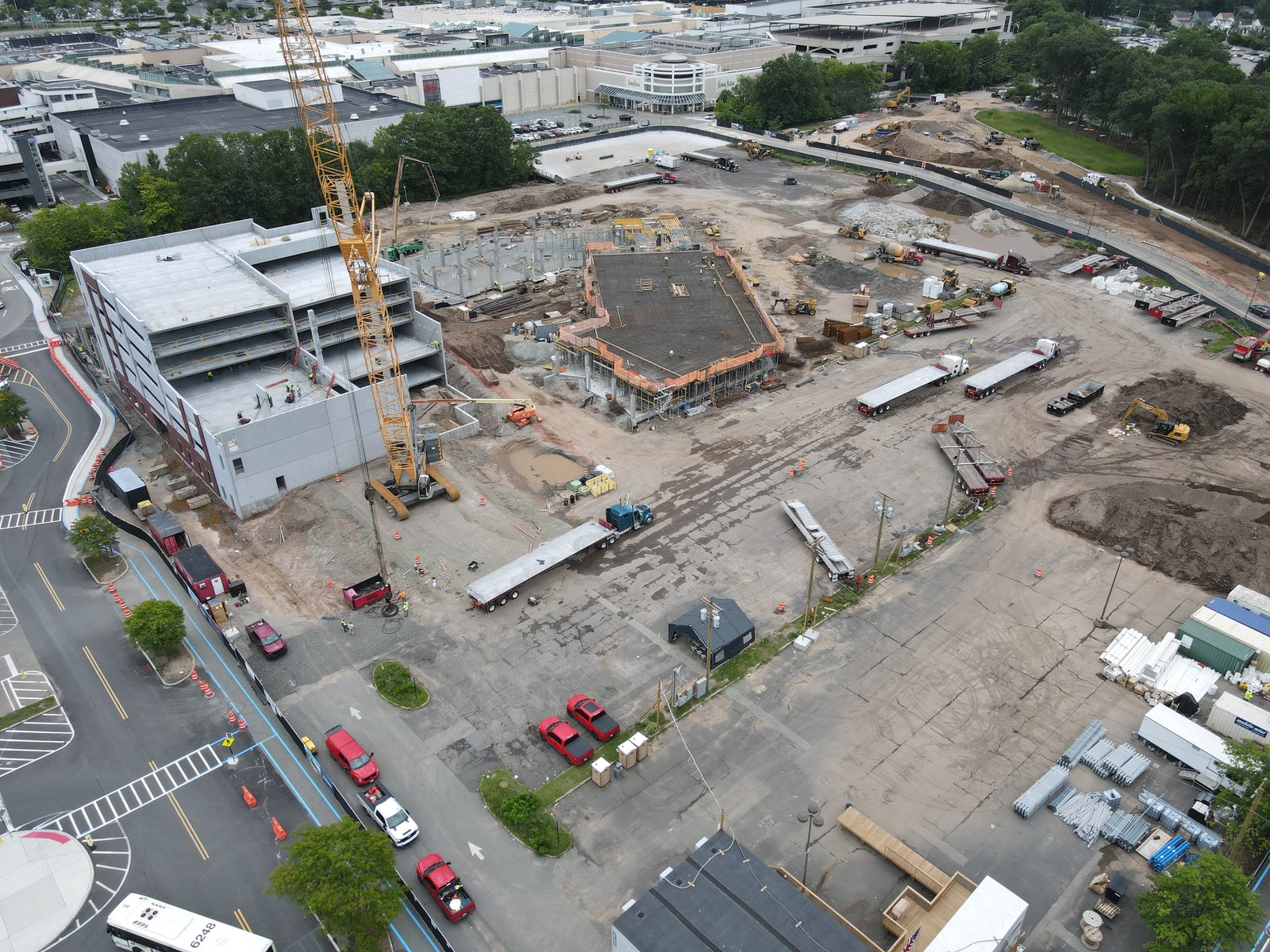 Garden State Plaza mixed-use construction site, aerial